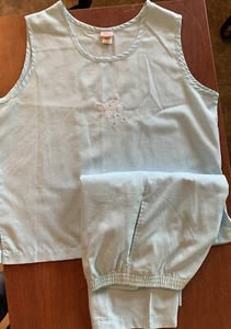 Vintage Adrian Delafield Ladies Pj Set Sleeveless Blue Size L - Picture 1 of 6