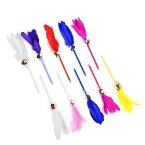 Set of 10 Multicolor Light-Weight Feather Pens (Black Ink) - Picture 1 of 6