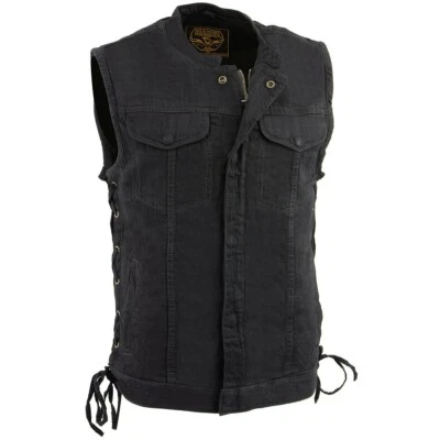 Milwaukee Leather 3002 Men's ‘Covert’ Black Denim Club Style Motorcycle Vest - Image 1 of 4