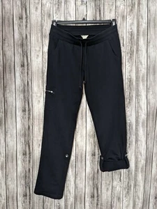 Women's Black Long/Capri Pants W/ Zipper Cargo Pocket Drawstring/Elastic Waist - Picture 1 of 10