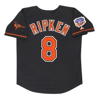 Cal Ripken Jr. 1997 Baltimore Orioles Alt Black Jersey w/ Jackie 50th Patch - Imagem 1 de 4