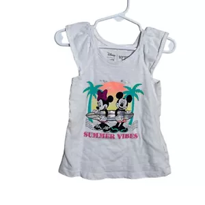 Disney Jumping Beans Mickey and Minnie Shirt Girl's 24M Summer Vines White - Picture 1 of 7