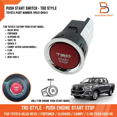 TRD PUSH MOTOR PARADA DE ARRANQUE PARA TOYOTA HILUX REVO FORTUNER VIOS ALPHARD C-HR Foto 1 de 4