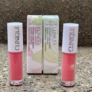 2 CLINIQUE Pop Splash Lip Gloss + Hydration in "ROSEWATER POP" Mini .05oz/1.5mL