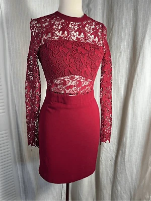 Romeo & Juliet Mini Lace Burgundy Dress - Size M - Image 1 of 4