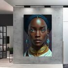 African Black Woman Canvas Paintings Abstract Girl Poster Print Canvas Wall Art 