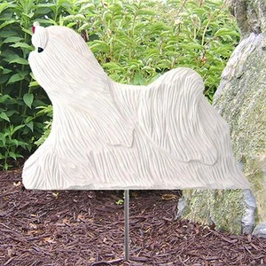 Maltese Outdoor Garden Sign Hand Painted Figure - Picture 1 of 1