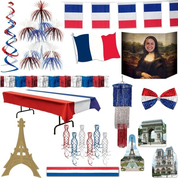 Frankreich Motto Party blau weiss rot Farben Deko Trikolore France Paris USA Set - Bild 1 von 1