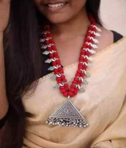 Indian Ethnic Oxidized Jewelry Ghungroo Pendent Necklace Pecock Charms Jewellery - Picture 1 of 5