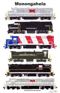 Póster de locomotoras Monongahela 11""x17"" firmado por Andy Fletcher - Imagen 1 de 1