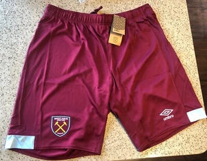 West Ham United WHUFC 23/24 Home Claret Soccer Shorts Umbro Hammers NWT Medium - Picture 1 of 5