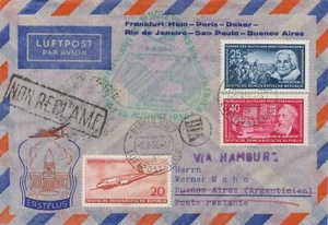 DDR 1956 DDR-Mitläuferpost zum Erstflug der Dt. Lufthnasa HAMBURG - BUENOS AIRES - Bild 1 von 2