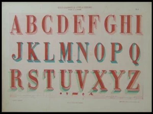 FRENCH ART NOUVEAU LETTERS - 1903 HELIOTYPE POCHOIR - TYPOGRAPHY, ALPHABET - Picture 1 of 2