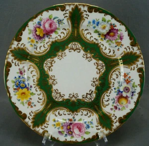 Wedgwood Hand Painted Floral Green & Gold Beaded 10 1/4 Inch Plate C. 1900 B - Picture 1 of 10