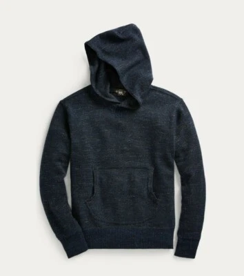 Sudadera con Capucha RRL Ralph Lauren Mezcla de Lana Jaspeada Azul Marino Hecha en EE. UU. Pullover Para Hombres Grande L Foto 1 de 4