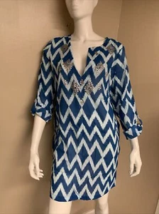 $98 Echo Beach Cover Up Geo Metric Design With Beads Size Small #121K - Picture 1 of 4