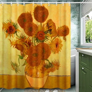 72"L×80"H Shower Curtain Set with Hooks Sunflowers by Van Gogh for Bathroom - Imagen 1 de 9