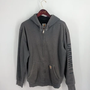 Vintage Carhartt Long Sleeve Full Zip Classic Hooded Sweatshirt Gray Size M - Picture 1 of 10