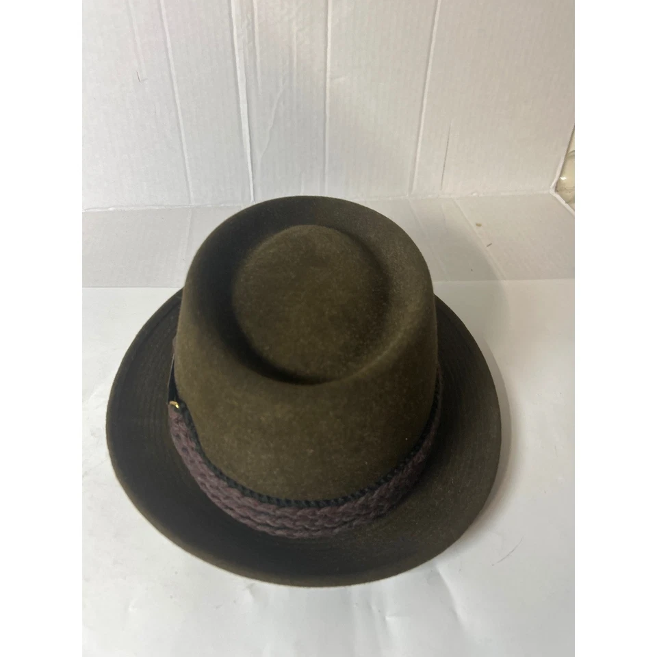 Sombrero Fedora Dunlap Supreme de Colección Marrón Banda Trenzada Pluma Hebilla Detalle Foto 1 de 4