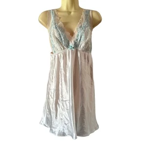 Flora by Flora Nikrooz White Satin Nightgown with Lace Trim Woman Size Large - Bild 1 von 9