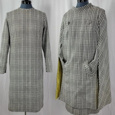 Vintage Black & White Houndstooth Shift Dress w Matching Cape Size 15/16 - Image 1 of 4