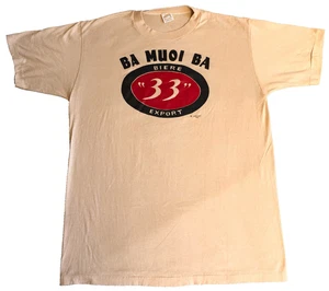 Vintage Sportswear Herren XL 46 T-Shirt Ba Muoi Ba beige Europort 1982 "33" Bier Export - Bild 1 von 11