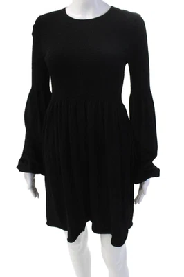 Vestido Zara Feminino Manga Longa Comprimento do Joelho Suéter Linha A Preto Tamanho Médio - Imagem 1 de 4