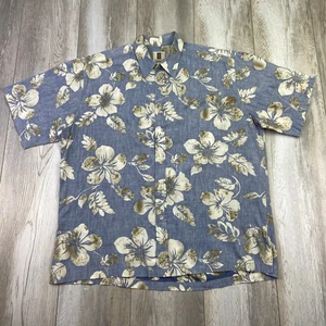 VINTAGE Tori Richard Hemd Herren L blau Hawaii Aloha Beach Hut Camp Lawn USA - Bild 1 von 10