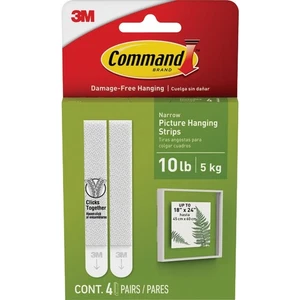 Command 10 lb Narrow White Picture Hanging Strips, 4 Pairs 17207-ES Command - Picture 1 of 4