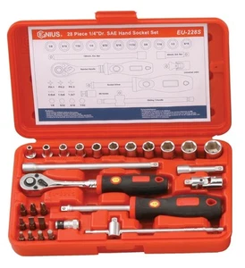 Genius Tools 28 Piece 1/4" Dr. SAE Hand Socket Set - EU-228S - Picture 1 of 1