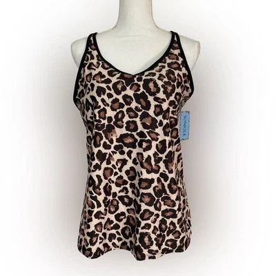 YOUNIQUE Tankini Top de Natación L Marrón Leopardo Estampado Animal Sujetador Acolchado Traje de Baño Foto 1 de 4