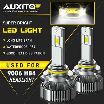 2X Y19 Series 9006 LED Headlight Bulbs 24000LM Hi-Lo Beam Kit 6500K Xenon White - Image 1 of 4
