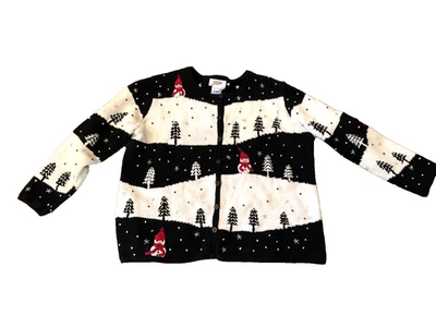 Vtg Talbots Snowman Christmas Sweater Cardigan Women Petite Plus  Sz X - Image 1 of 4