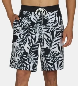 George Herren Badehose schwarz/weiß Botanik/Blumenmuster Gr. M (32-34) Neu mit Etikett - Bild 1 von 5