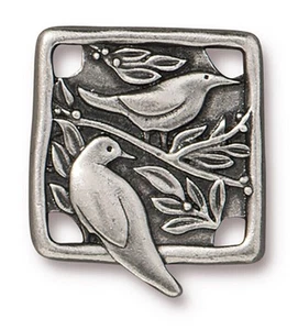 TierraCast Link 21 x 18.5mm 2mm Hole Botanical Birds Antique Pewter Jewellery Ma - Picture 1 of 1