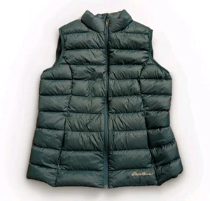 Eddie Bauer Vest Womens Size Large Green Down Puffer 650 Fill Outdoor Waterfowl - Picture 1 of 11