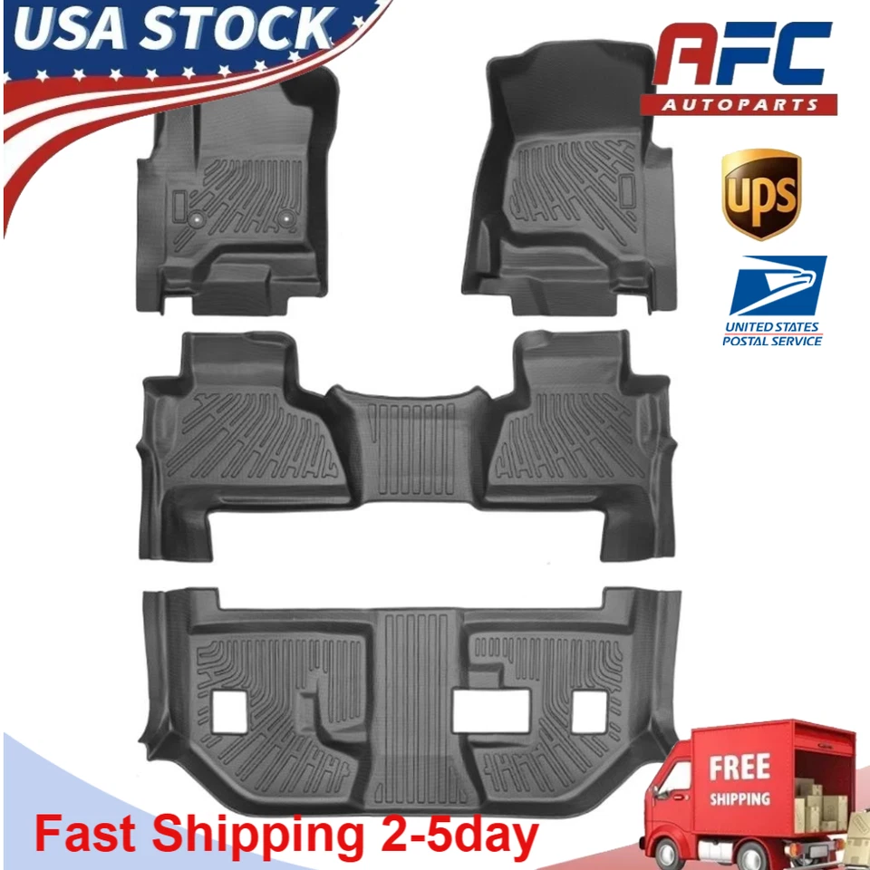 Floor Mats Liners All Weather For 2015-2020 Chevrolet Suburban GMC Yukon - Image 1 of 4
