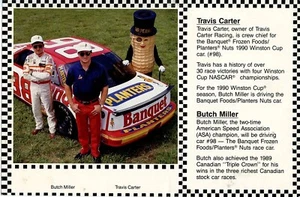 NASCAR Planters Banquet #98 Butch Miller Travis Carter 9 X 6 Racing Program Card - Picture 1 of 2