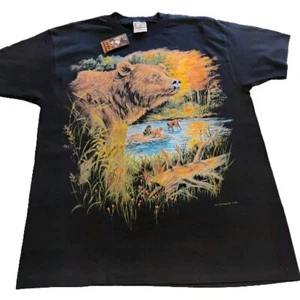 Vintage Bear Wildlife T-shirt Large CMJ Sports Wear New W/Tags Single Stitch - Picture 1 of 13