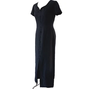 Monsoon Vintage Charcoal Grey 100% Wash Silk Oriental Chinese Dress Fits 8 10 UK - Picture 1 of 12