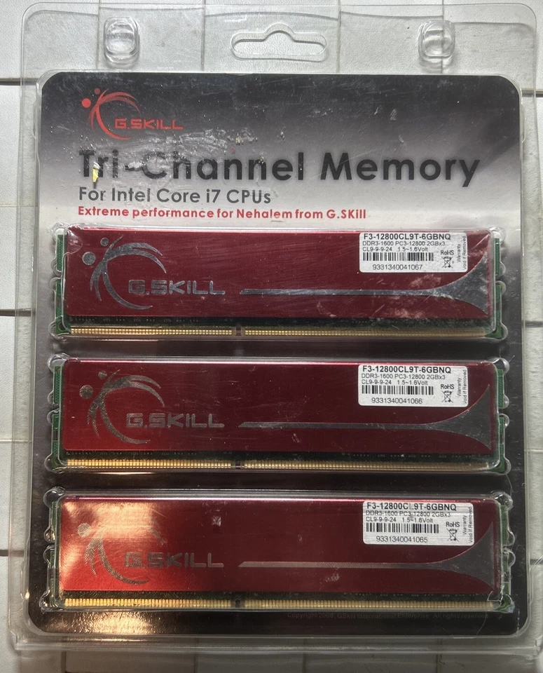 Vintage G. Skill Tri Channel Desktop Memory For Intel Core I7 2048x3 DDR3-1600 - Image 1 of 2