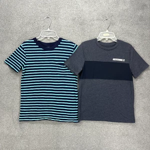 Crewcuts & Abercrombie Fitch T Shirt Everyday Boys 11 12 Blue Striped Lot of 2 - Picture 1 of 14