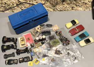 Mixed scale slot car AFX, tyco, Ideal 1966 lot. Parts, Pieces, Bodies, Chassis.