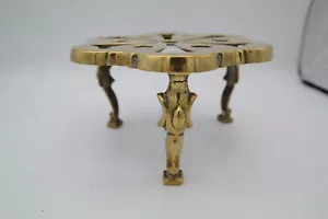 More details for vintage brass small round trivet / pot stand