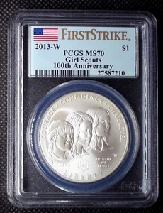 2013-W Girl Scout Commemorative Silver Dollar First Strike Label PCGS MS70 #7210 - Picture 1 of 4