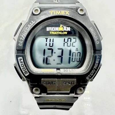 Reloj Digital Timex Ironman Triatlón Amortiguador Negro 200M Temporizador 30 Vueltas, Batería Nueva Foto 1 de 4