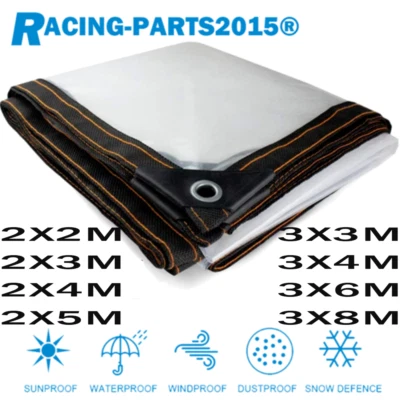 RACING-PART2015® Wasserdichte Transparente Plane mit Ösen Schutzplane LKW Folie Klare Garten