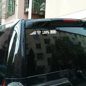 white Wifi Battery Level Mark Car Rear Windshield Body Sticker Reflective Decal - Picture 1 of 12