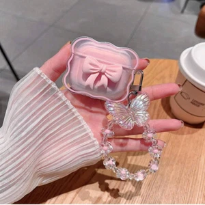 Joli étui rose nœud papillon pour femme Apple AirPods Pro 1/2/3/4 génération housse - Photo 1 sur 10