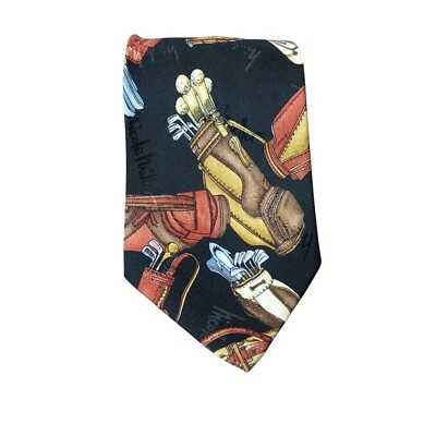 Corbata de seda Nicole Miller vintage años 90 golf novedad cosida a mano 4"x61" Foto 1 de 4